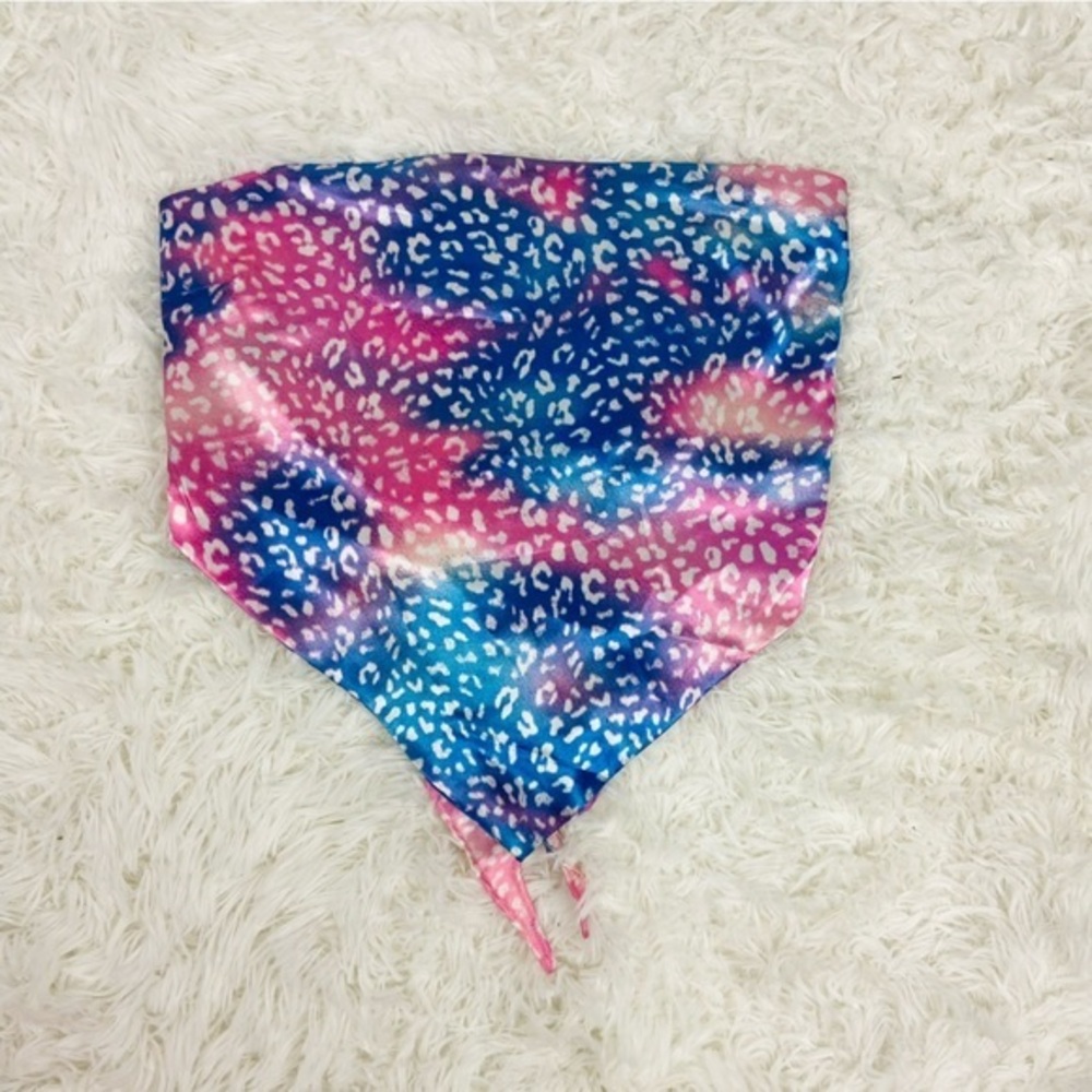 NWOT RUE 21 Y2K leopard pink & blue silky satin bandanna cropped top size medium